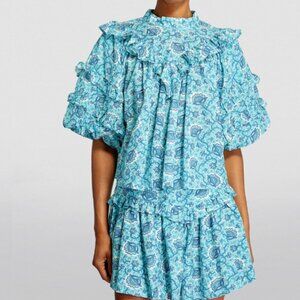 Rhode Aqua Lotus Ruffle Tina Top size 6